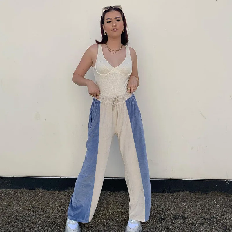 Autumn Women Sweatpants Contrast Color Appliqué Wmbroidered Letters Mid-waist Lace-up Hip-wrapped Casual Women's Trousers 2021
Autumn Women Sweatpants Contrast Color Appliqué Wmbroidered Letters Mid-waist Lace-up Hip-wrapped Casual Women's Trousers 2021