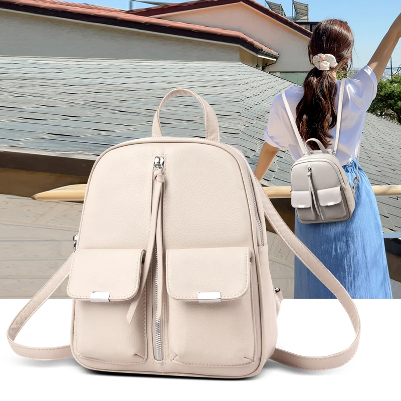 Simple Women Backpack for Ladies PU Leather School Bag Female Solid Color Travel Rucksack Small Bagpacks Lady Anti Theft Mochila
Simple Women Backpack for Ladies PU Leather School Bag Female Solid Color Travel Rucksack Small Bagpacks Lady Anti Theft Mochila