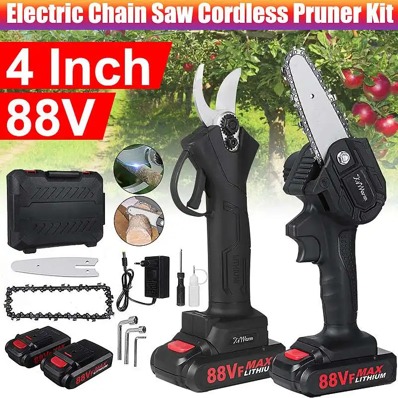 2 в 1 88V 4 дюйма беспроводные секатор Электрический секатор с 2 Батарея Электрическая цепная пила Обрезка цепная пила для резки деревянного ящ...
2 в 1 88V 4 дюйма беспроводные секатор Электрический секатор с 2 Батарея Электрическая цепная пила Обрезка цепная пила для резки деревянного ящ...