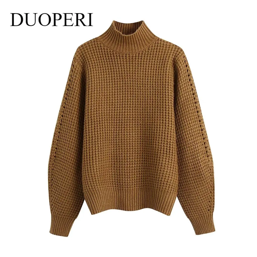 Clazzaa Women Fashion Textured Knit Sweater with High Neck Long Sleeves Chic Lady Casual Knitted Pullover Winter Top Female
Clazzaa Women Fashion Textured Knit Sweater with High Neck Long Sleeves Chic Lady Casual Knitted Pullover Winter Top Female