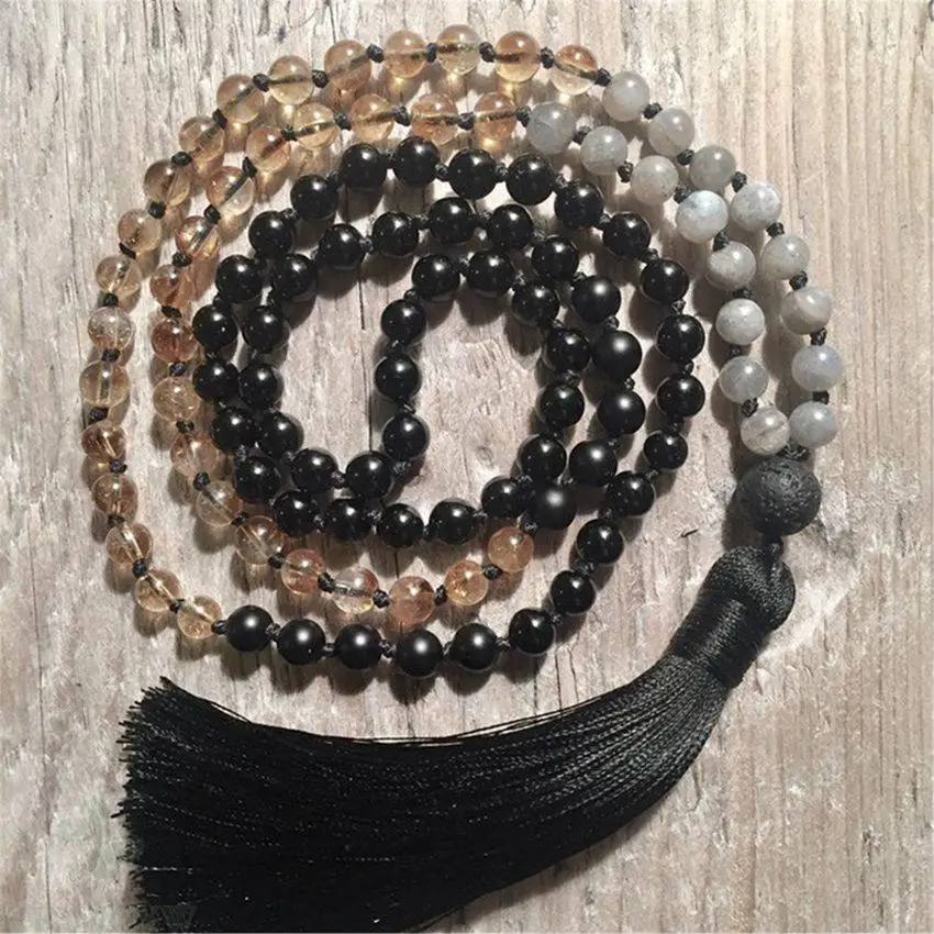 8mm Citrine Black Onyx 108 Beads Gemstone Tassel Mala Necklace Buddhism Wrist Blessing Healing Wristband Unisex Chakra 
8mm Citrine Black Onyx 108 Beads Gemstone Tassel Mala Necklace Buddhism Wrist Blessing Healing Wristband Unisex Chakra