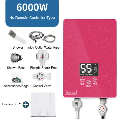Instant heating remote control electric water heater LED Temperature Display for household small renting room with bath shower
Instant heating remote control electric water heater LED Temperature Display for household small renting room with bath shower