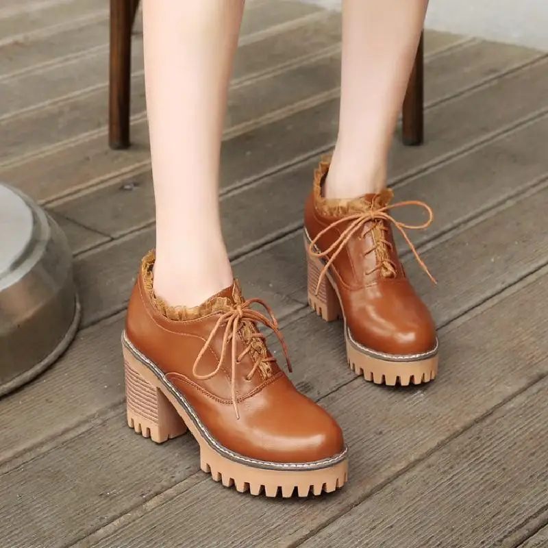 XJRHXJR Size 34-43 Women Vintage High Heel Shoes Women Lace Up Sexy Round Toe Thick Heel Pumps Leisure Shoes Women Footwear
XJRHXJR Size 34-43 Women Vintage High Heel Shoes Women Lace Up Sexy Round Toe Thick Heel Pumps Leisure Shoes Women Footwear