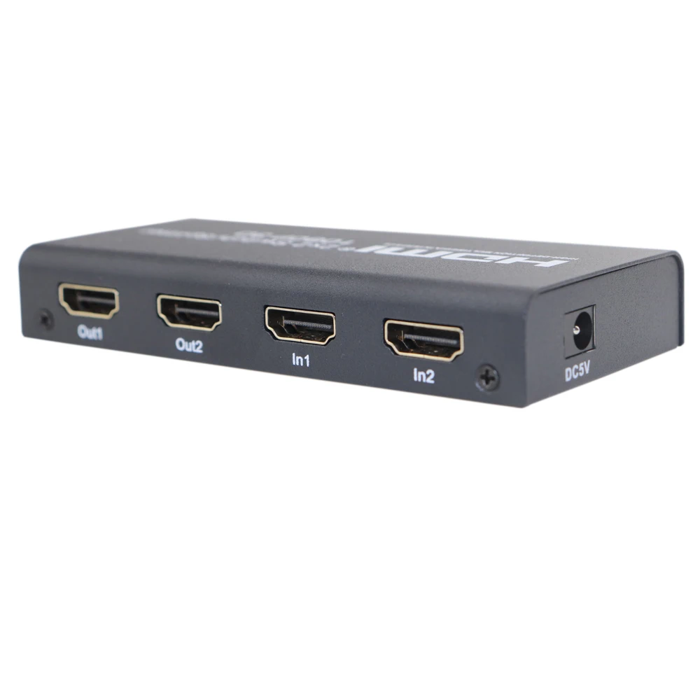 2X2 HDMI сплиттер коммутатор 2 в Выход переключатель коробка с ИК-пультом и адаптером