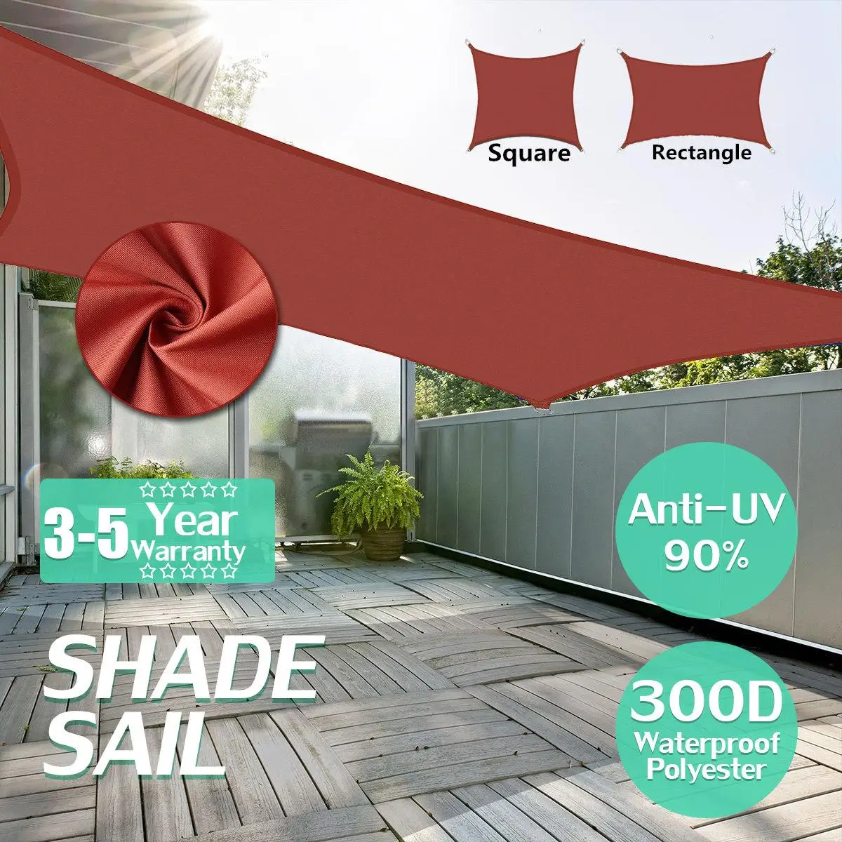2.5x2.5 3x3 4x4 2x3 2x4 Rust Red Rectangle Square Shade Sail Garden Terrace Canopy Swimming Sun Shade Camping Hiking Yard Sail
2.5x2.5 3x3 4x4 2x3 2x4 Rust Red Rectangle Square Shade Sail Garden Terrace Canopy Swimming Sun Shade Camping Hiking Yard Sail