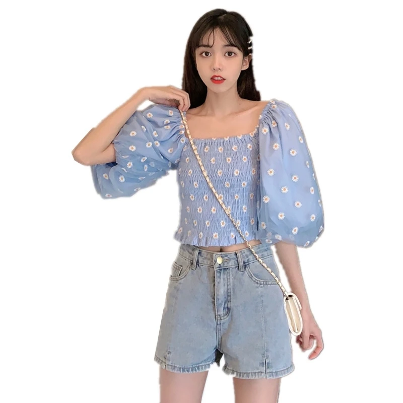 Summer New 2020 Retro Puff Sleeve Embroidered off-Shoulder Slim Pullover Women's Short Style Daisy Mesh Top
Summer New 2020 Retro Puff Sleeve Embroidered off-Shoulder Slim Pullover Women's Short Style Daisy Mesh Top