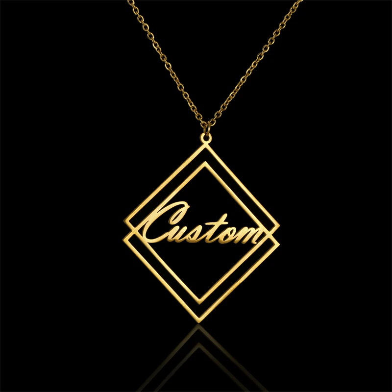 Personalized Name Necklace Jewelry Chain Geometric Square Pendant Gold Choker Unisex Stainless Steel Friendship Necklace Gifts
Personalized Name Necklace Jewelry Chain Geometric Square Pendant Gold Choker Unisex Stainless Steel Friendship Necklace Gifts
