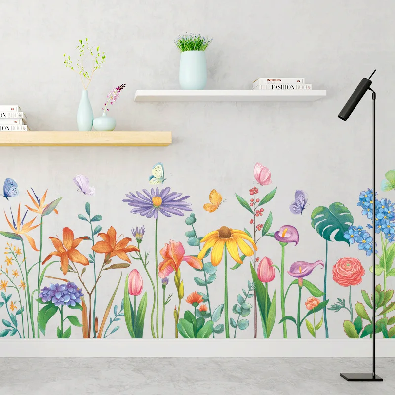 Фото Красочные цветы наклейки на стену для гостиной спальни ТВ диван фон съемные DIY