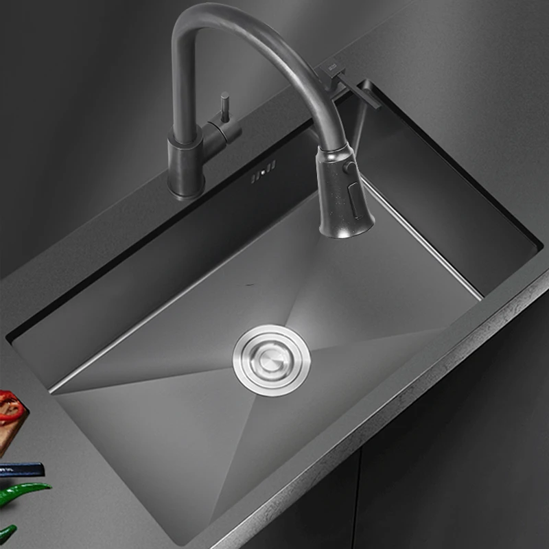 Nano Black Thickened Sink Large Single Slot 304 Stainless Steel Handmade Nano Table Under The Washbasin Kitchen Sink 78x43cm
Nano Black Thickened Sink Large Single Slot 304 Stainless Steel Handmade Nano Table Under The Washbasin Kitchen Sink 78x43cm