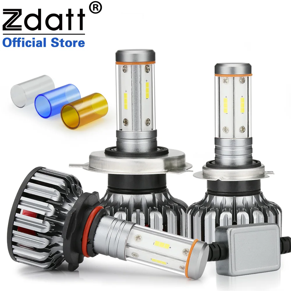 Светодиодные лампы Zdatt H7 H4 для автомобилей H11 фар 12000Lm 100W H8 9005 HB3 9006 3000K 6000K 8000K 12V 24V CSP