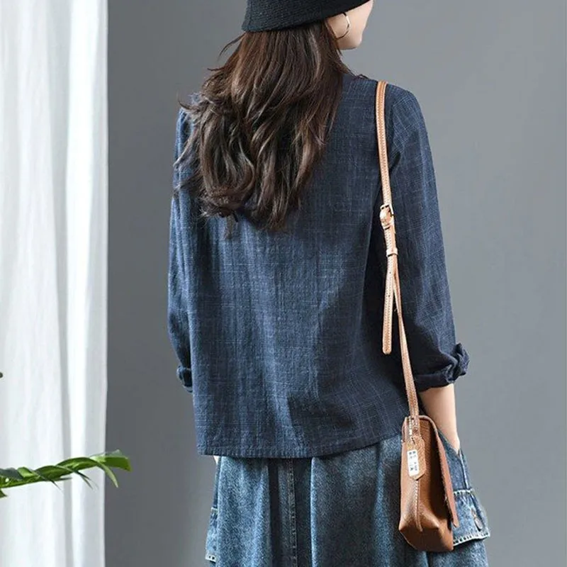 Women Vintage Cotton Linen Casual Shirts New Arrival 2021 Spring Arts Style Solid Color Loose Female Long Sleeve Tops S3617
Women Vintage Cotton Linen Casual Shirts New Arrival 2021 Spring Arts Style Solid Color Loose Female Long Sleeve Tops S3617