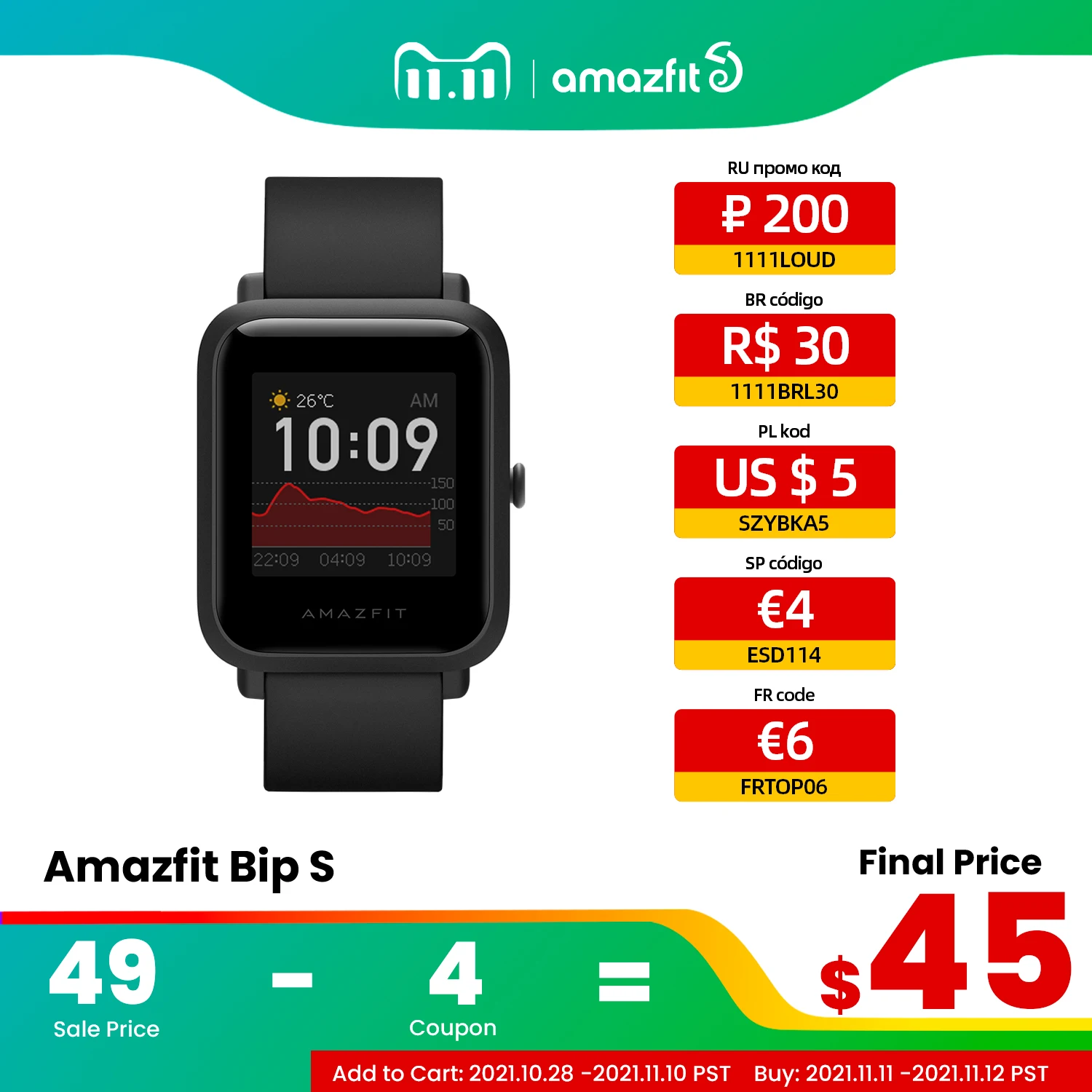 Amazfit montre connecte Bip S pour tlphones Android et iOS, version globale, tanche ju' 5atm, GPS GLONASS intgr, en Stock, 2020
Amazfit montre connecte Bip S pour tlphones Android et iOS, version globale, tanche ju' 5atm, GPS GLONASS intgr, en Stock, 2020