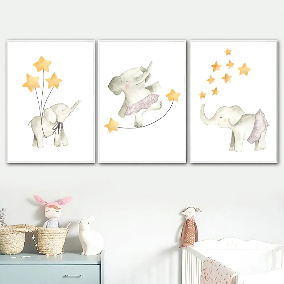 Kawaii Elephant Stars Baby Girl Nursery Animal Wall Art Canvas Painting Nordic Posters And Prints Wall Pictures Kids Room Decor 
Kawaii Elephant Stars Baby Girl Nursery Animal Wall Art Canvas Painting Nordic Posters And Prints Wall Pictures Kids Room Decor