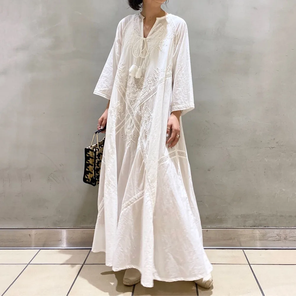 Maxi Dress Long Sleeves 2022 Summer Hook Floral Women Autumn Lace-Up Office Pullover Solid White Casual Boho Long Dresses Trips
Maxi Dress Long Sleeves 2022 Summer Hook Floral Women Autumn Lace-Up Office Pullover Solid White Casual Boho Long Dresses Trips