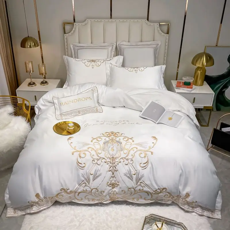Luxury White Yellow Gray European Palace Style Soft Silky Bedding Set Gold Embroidery Duvet Cover Flat/Fitted Sheet Pillowcases
Luxury White Yellow Gray European Palace Style Soft Silky Bedding Set Gold Embroidery Duvet Cover Flat/Fitted Sheet Pillowcases
