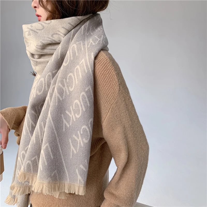 Luna&Dolphin Women Lazy Wind Big Winter Scarf Warm Imitation Cashmere Soft Woolen Tippet Ins Letter Pint Pashmina Blanket Shawl
Luna&Dolphin Women Lazy Wind Big Winter Scarf Warm Imitation Cashmere Soft Woolen Tippet Ins Letter Pint Pashmina Blanket Shawl