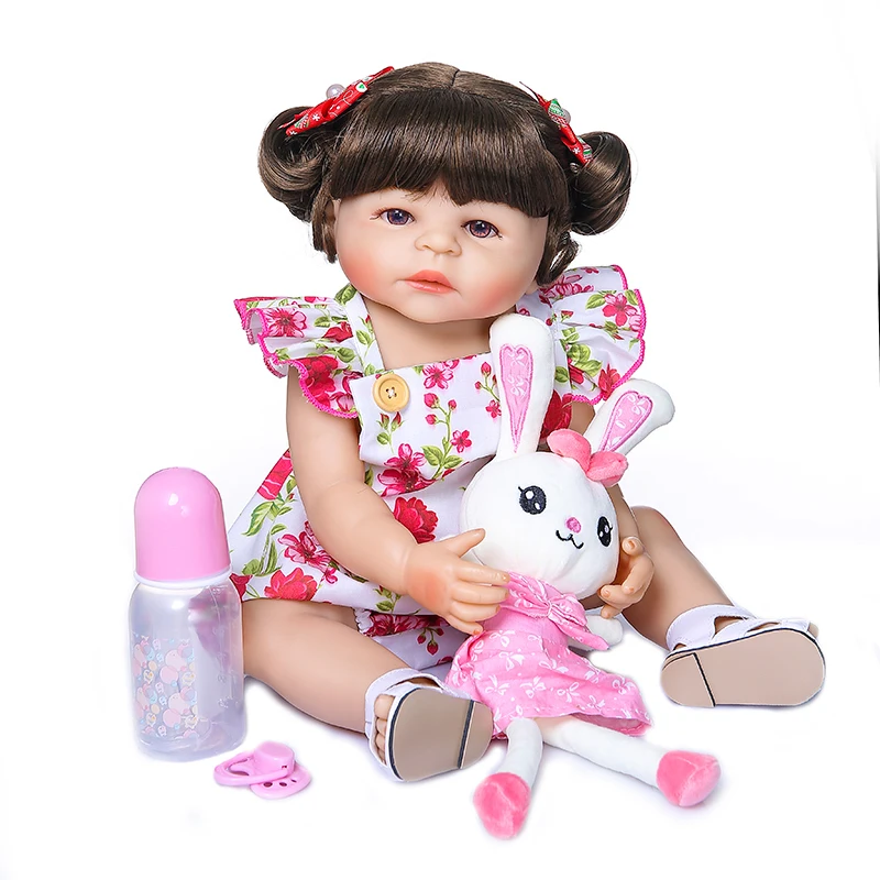 

55Cm Full Silicone Body Reborn Baby Doll Toys for Girl Vinyl Newborn Princess Bebe Bathing Accompanying Toy Christmas Gift