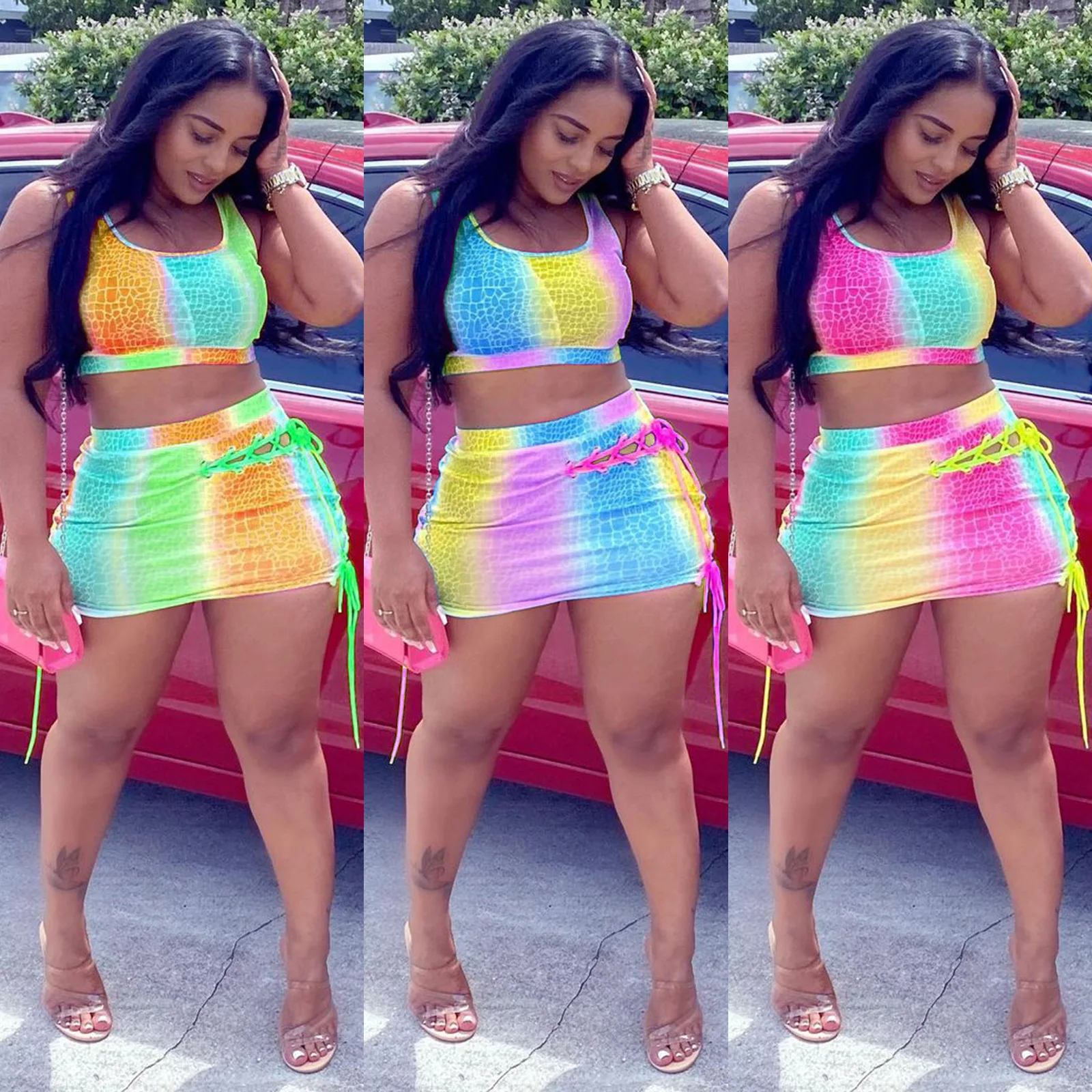 2021 Causal Women Tracksuit Two Piece Set Bandage Print Tie Dye Colorful Sportsuit Maching Set For Women Outfit
2021 Causal Women Tracksuit Two Piece Set Bandage Print Tie Dye Colorful Sportsuit Maching Set For Women Outfit