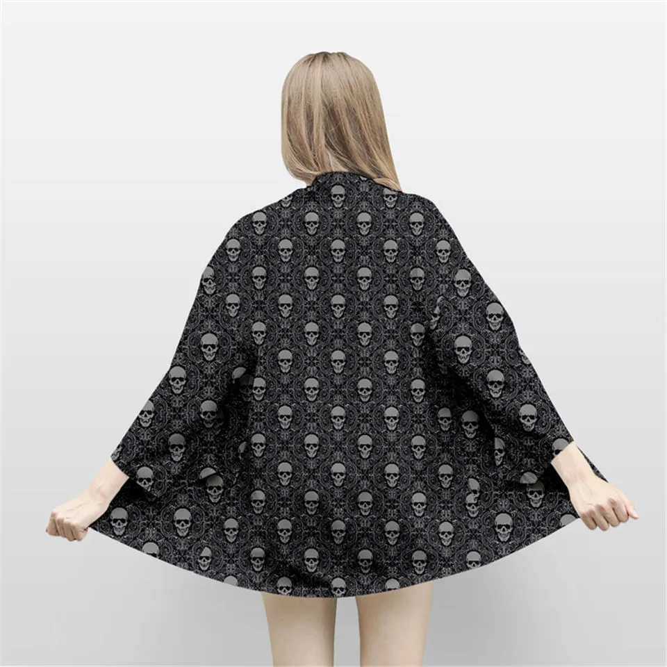 Japanese Harajuku Kimono Skull Print Vintage Blouse Sunscreen Yukata Cardigan Jacket Women and Man Shirt Asian Clothes
Japanese Harajuku Kimono Skull Print Vintage Blouse Sunscreen Yukata Cardigan Jacket Women and Man Shirt Asian Clothes