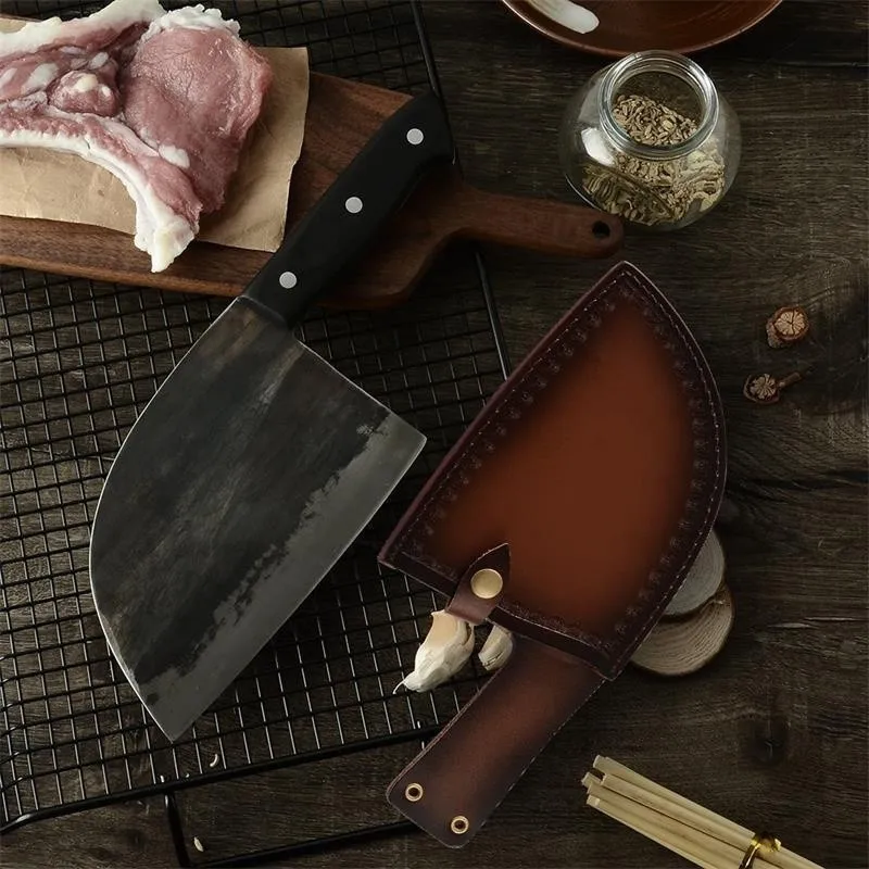 Kitchen Knife Handmade Forged Tang Handle Chinese Butcher High Carbon Steel Chef Knives Bone Chopper Full Knife Gift Sheath
Kitchen Knife Handmade Forged Tang Handle Chinese Butcher High Carbon Steel Chef Knives Bone Chopper Full Knife Gift Sheath