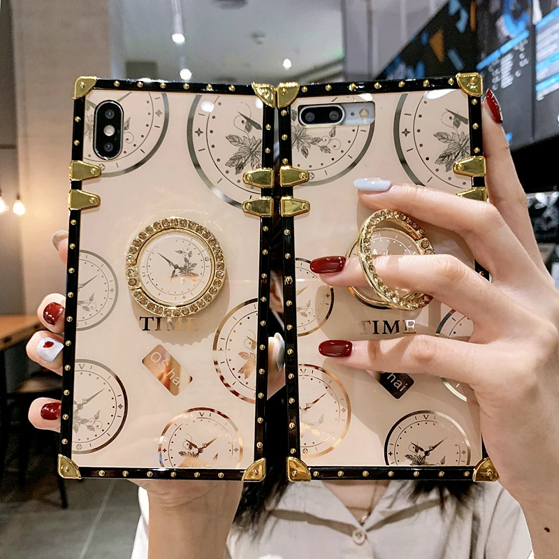 Luxury Glossy Time Pattern Square Holder Phone Case For iphone 12Pro MAX 6 7 8 Plus XR XS MAX X Glitter Bling Finger Ring Cover
Luxury Glossy Time Pattern Square Holder Phone Case For iphone 12Pro MAX 6 7 8 Plus XR XS MAX X Glitter Bling Finger Ring Cover
