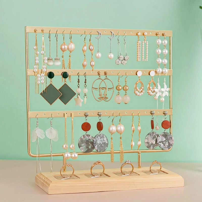 Earring Stand Organizer Jewelry Display Rack 3-Tier Ear Stud Holder Jewelry 60 Holes with Wood Base Stand
Earring Stand Organizer Jewelry Display Rack 3-Tier Ear Stud Holder Jewelry 60 Holes with Wood Base Stand