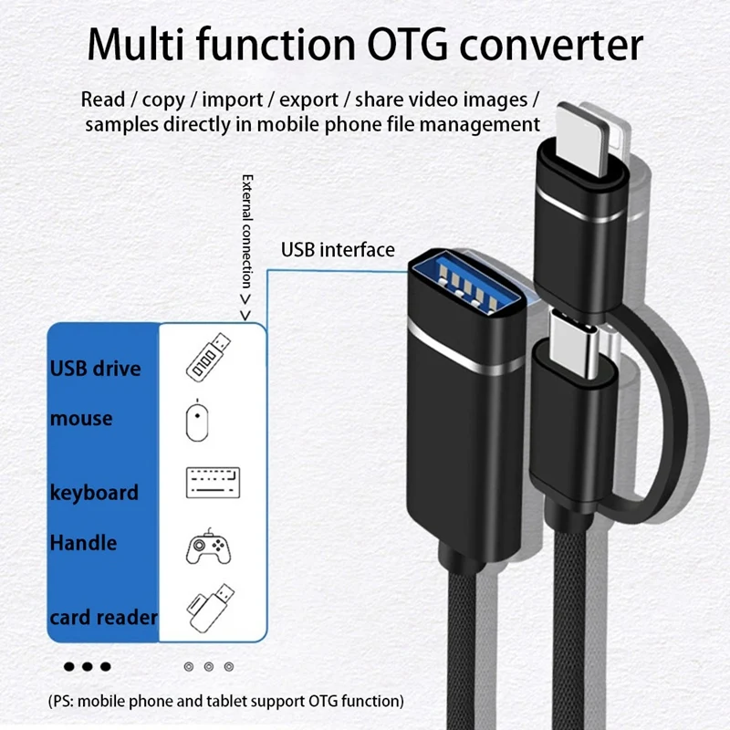 OTG 2-in-1 Cable Is Suitable for Apple TYPEC Adapter Cable 2-in-1 Universal Multi-Function Data Cable
OTG 2-in-1 Cable Is Suitable for Apple TYPEC Adapter Cable 2-in-1 Universal Multi-Function Data Cable