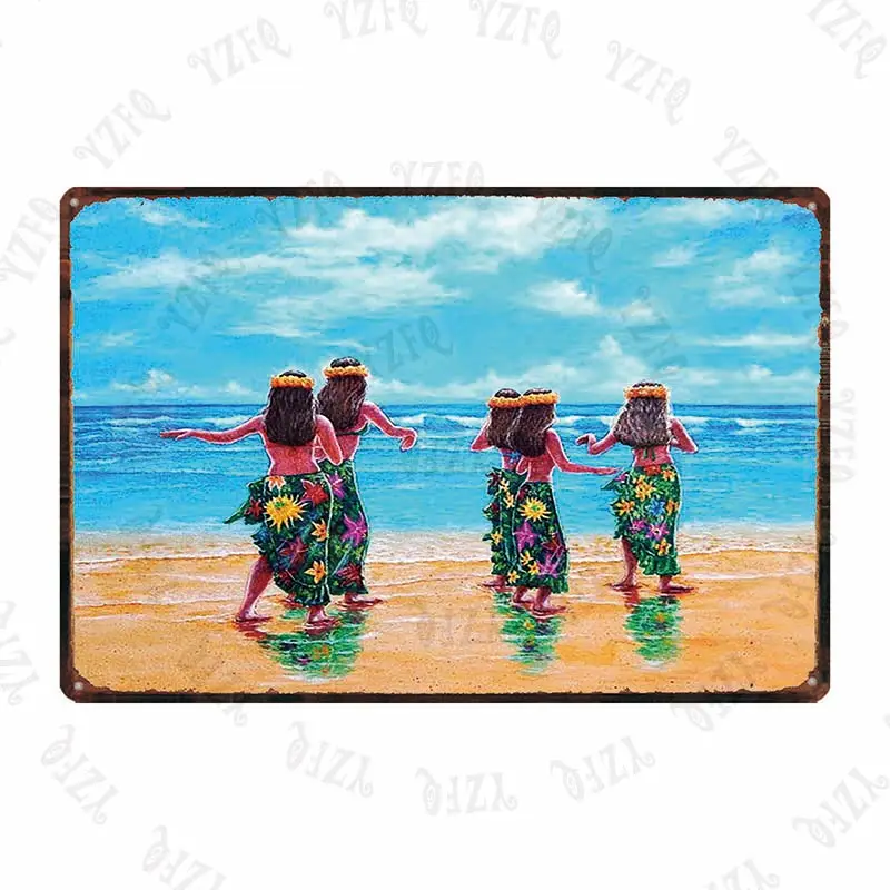 Винтажный дорожный жестяной знак Surf Aloha Hawall металлическая пластина для стены