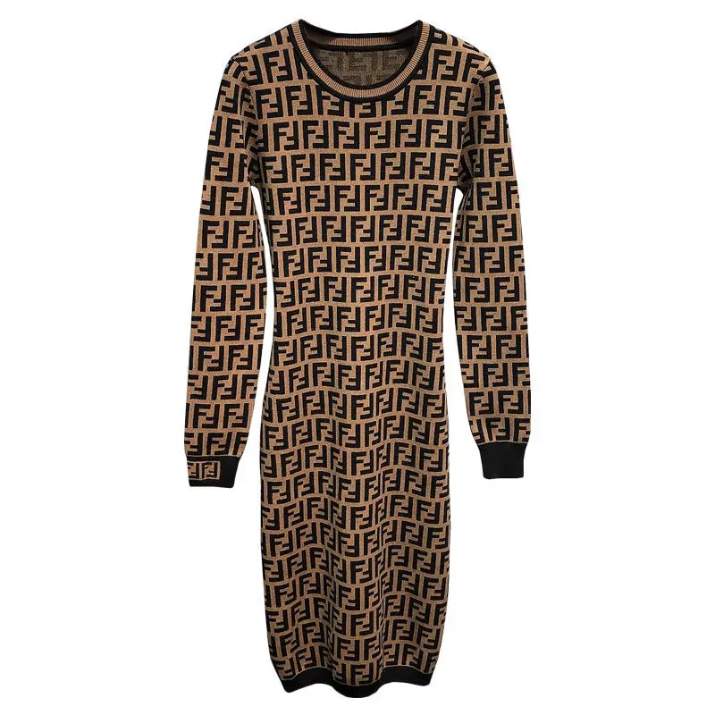 Temperament Youthful-Looking Mid-Length Dress 2021Autumn New Double F Letter Jacquard Loose-Fitting Base Knitting Dress dresses
Temperament Youthful-Looking Mid-Length Dress 2021Autumn New Double F Letter Jacquard Loose-Fitting Base Knitting Dress dresses