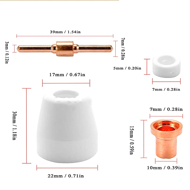 65Pcs Plasma Cutter Tip Electrodes & Nozzles Kit Consumable Accessories For PT31 CUT 30 40 50 Plasma Cutter Welding Tools
65Pcs Plasma Cutter Tip Electrodes & Nozzles Kit Consumable Accessories For PT31 CUT 30 40 50 Plasma Cutter Welding Tools
