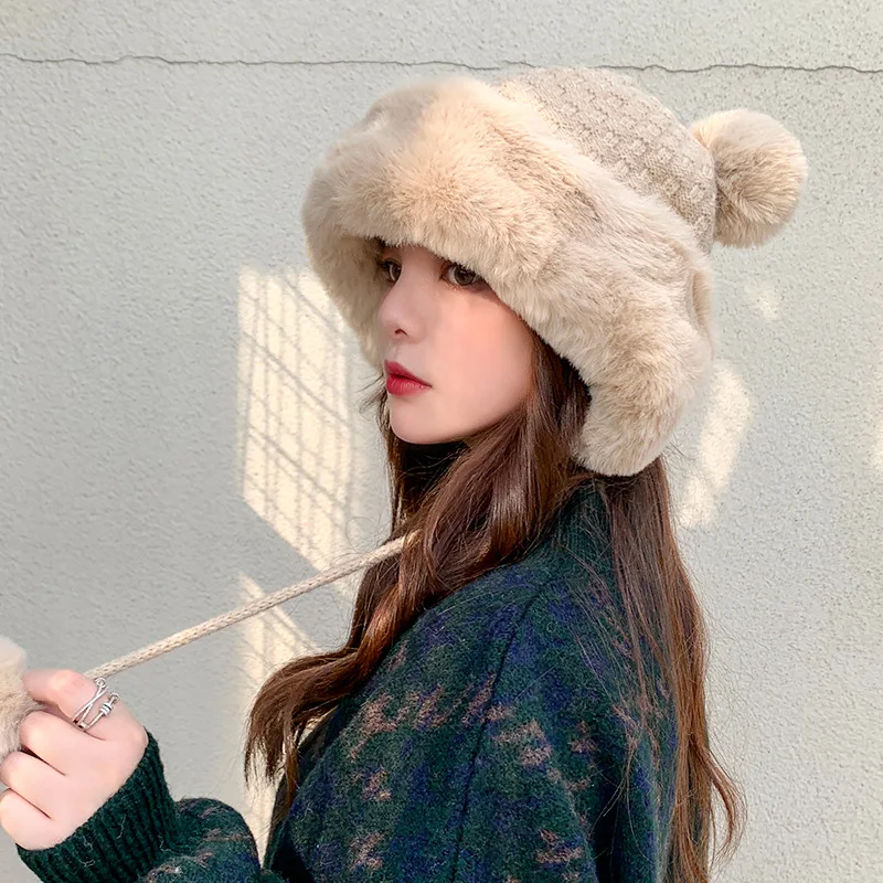 Women's Bomber Hat with Pompom Ponytail Faux Fox Fur Earflap Hats Warm Soft Russian Ushanka Thicken Trapper Snow Ski Cap
Women's Bomber Hat with Pompom Ponytail Faux Fox Fur Earflap Hats Warm Soft Russian Ushanka Thicken Trapper Snow Ski Cap