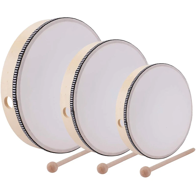 10 Inch & 8 Inch & 6 Inch Hand Drum Kids Percussion Wood Frame Drum with Drum Stick
10 Inch & 8 Inch & 6 Inch Hand Drum Kids Percussion Wood Frame Drum with Drum Stick