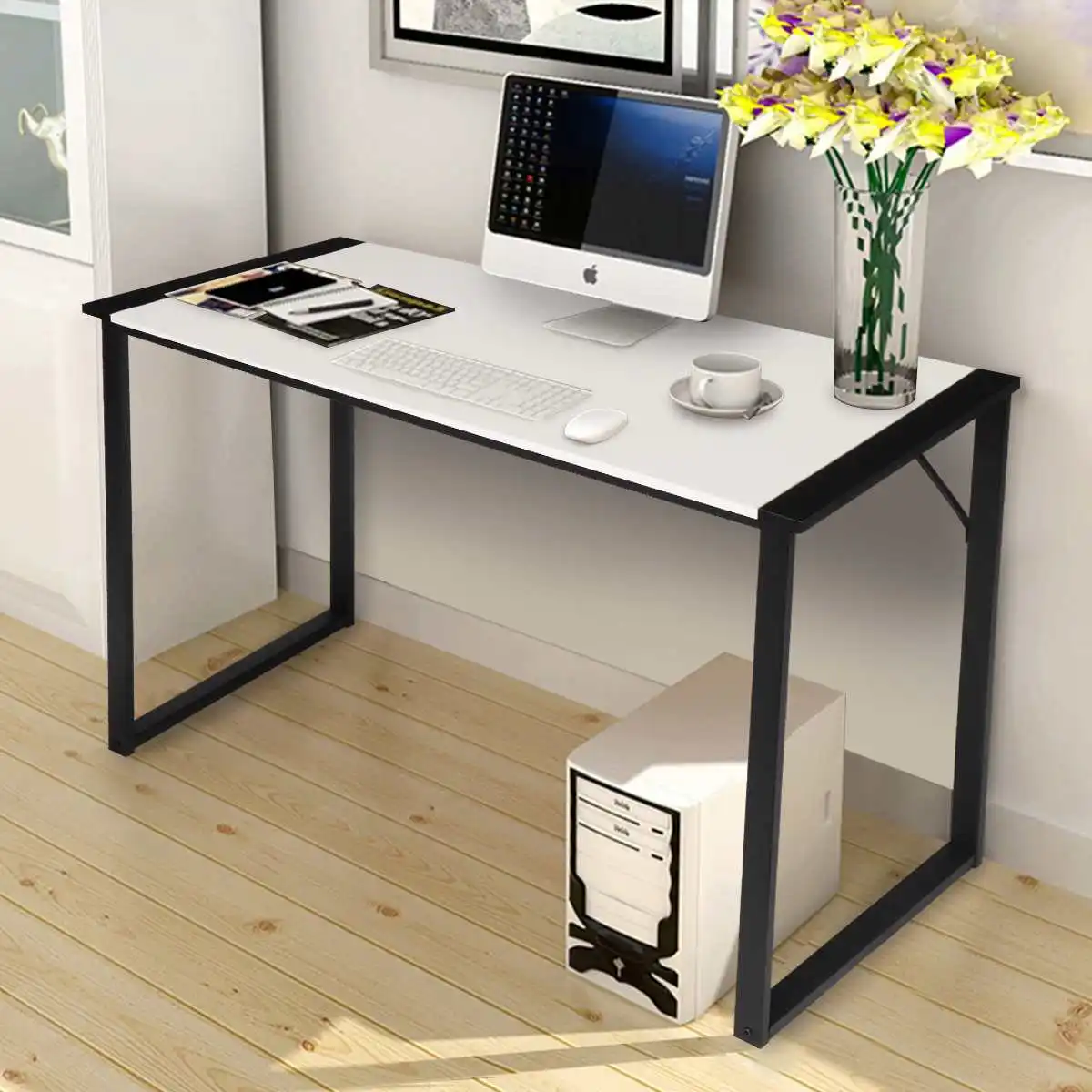 

Стол компьютерный современный 47 дюймов для дома и офиса, письменный стол из дерева и металла