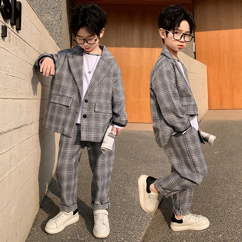 Plaid Spring Autumn Children's Clothes Suit Baby Boys Coat + Pants 2pcs/Set Kids Teenage Gift Formal Boy Clothing High Quality
Plaid Spring Autumn Children's Clothes Suit Baby Boys Coat + Pants 2pcs/Set Kids Teenage Gift Formal Boy Clothing High Quality