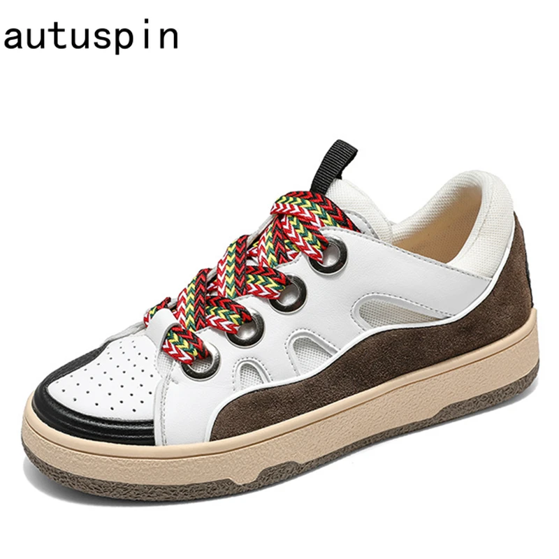 

Autuspin Mixed Colors Skateboard Vulcanize Shoes for Women Summer Newesr Cross Tied Platform Sneakers Female Outdoor Casual Shoe