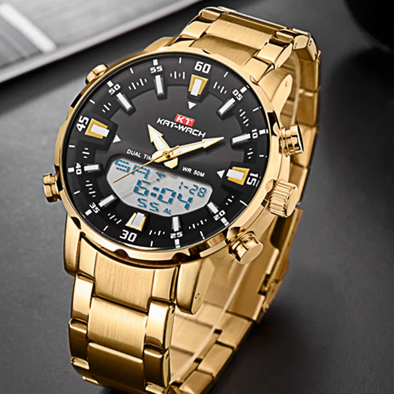 

2022 Sports Digital Watches Men Kat-Wach Watch Male Waterproof Steel Military Quartz Watch for Men Wristwatch Relogio Masculino