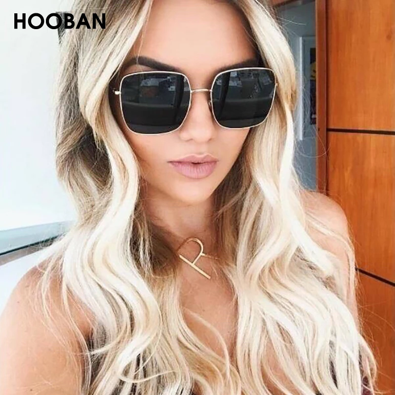 HOOBAN классические квадратные женские солнцезащитные очки роскошные большие