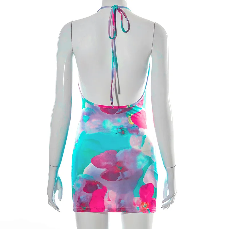 Tie Dye Flower Halter Dresses Bodycon Backless Sleeveless Printing Casual Female Tank Minidress Mujer 2021 Colorful Beach Wear
Tie Dye Flower Halter Dresses Bodycon Backless Sleeveless Printing Casual Female Tank Minidress Mujer 2021 Colorful Beach Wear