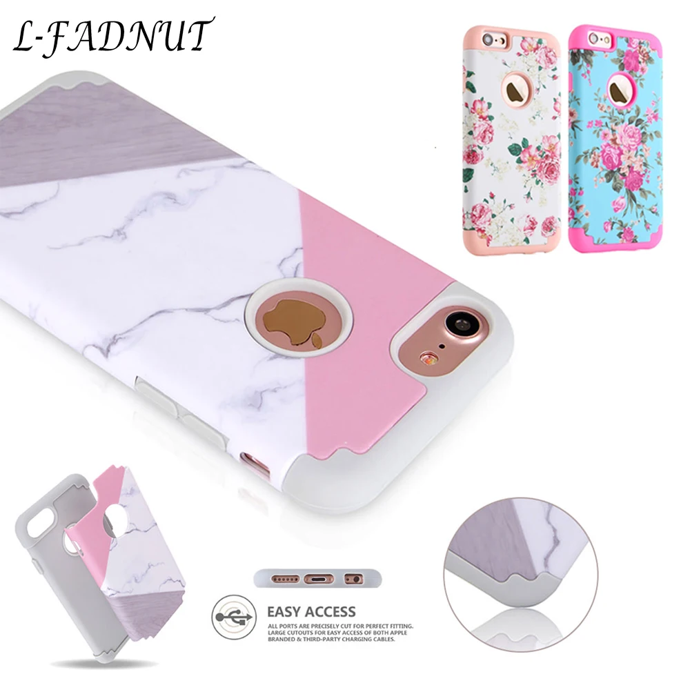 For iPhone 7 Plus Case 8 6S 6 5 5S SE Hybrid Dual Layer Cute Floral Shockproof Bumper Protective Cover X Xr Xs Max | Мобильные