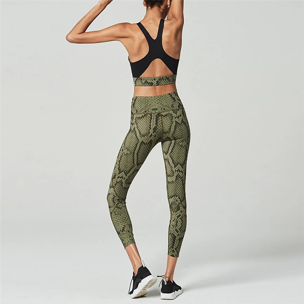 New Arrival 2pcs/set Green Snake Print Yoga Set Women Criss-cross Backless Gym Fitness Leggings Workout Sports Suit Matching Set
New Arrival 2pcs/set Green Snake Print Yoga Set Women Criss-cross Backless Gym Fitness Leggings Workout Sports Suit Matching Set