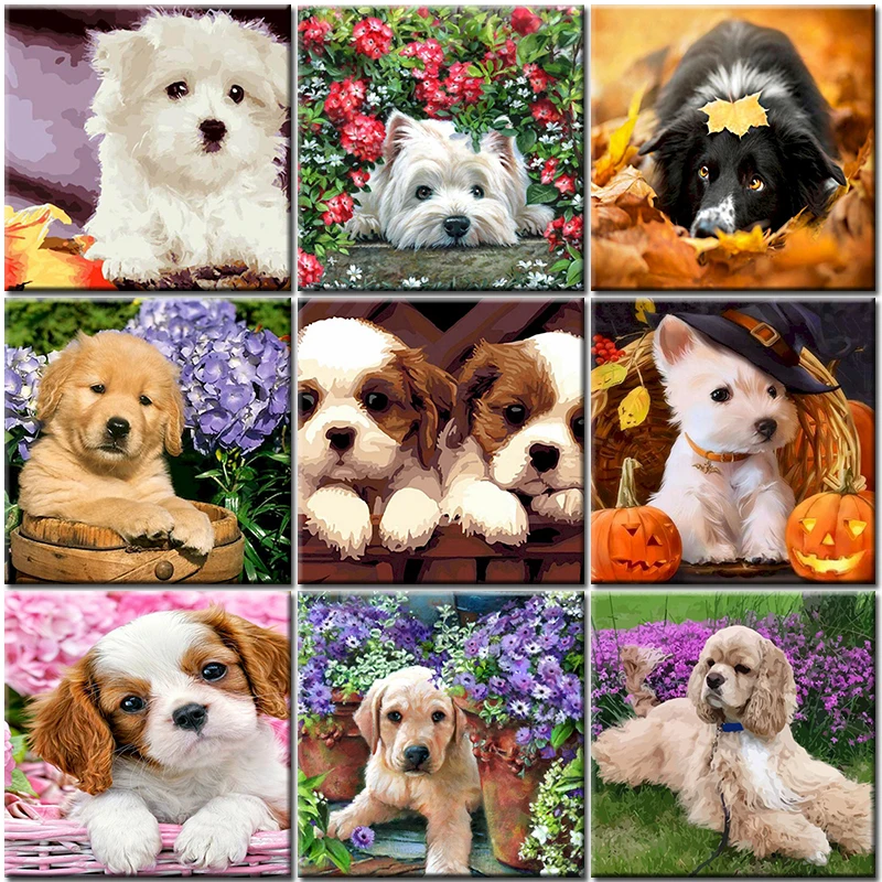 Oil Painting By Numbers Dog Flowers Kits Drawing On Canvas Wall Art Acrylic Coloring Animal HandPainted Diy Gift Home Decor Set
Oil Painting By Numbers Dog Flowers Kits Drawing On Canvas Wall Art Acrylic Coloring Animal HandPainted Diy Gift Home Decor Set