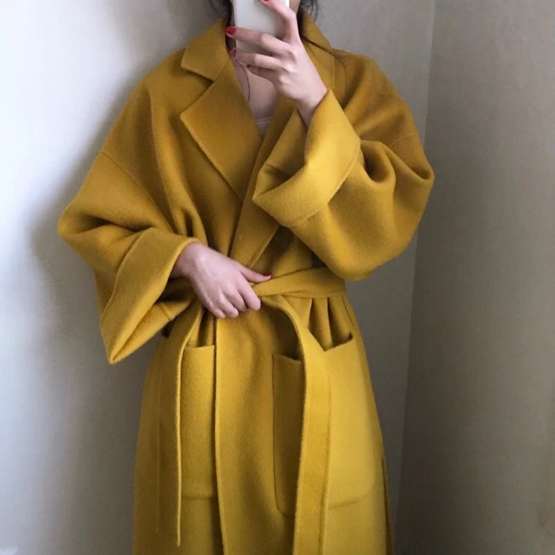 Elegant Solid Long Wool Coat Women Batwing Long Sleeve Loose Pocket Coat Split Hem Chic Stylish Jacket Winter Autumn
Elegant Solid Long Wool Coat Women Batwing Long Sleeve Loose Pocket Coat Split Hem Chic Stylish Jacket Winter Autumn