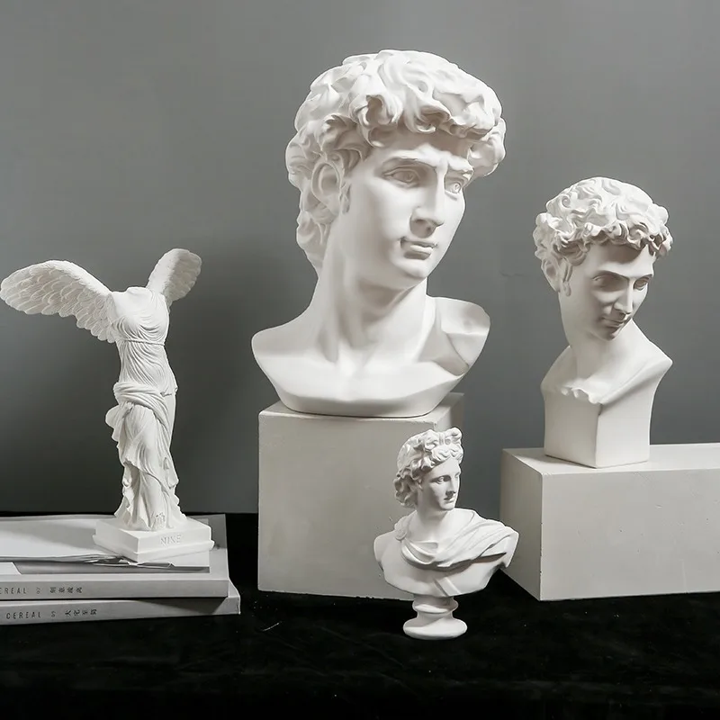

15cm David Statue Head Portraits Mini Gypsum Michelangelo Home Decoration Resin Art Craft Sketch Practice Room Decor sculpture