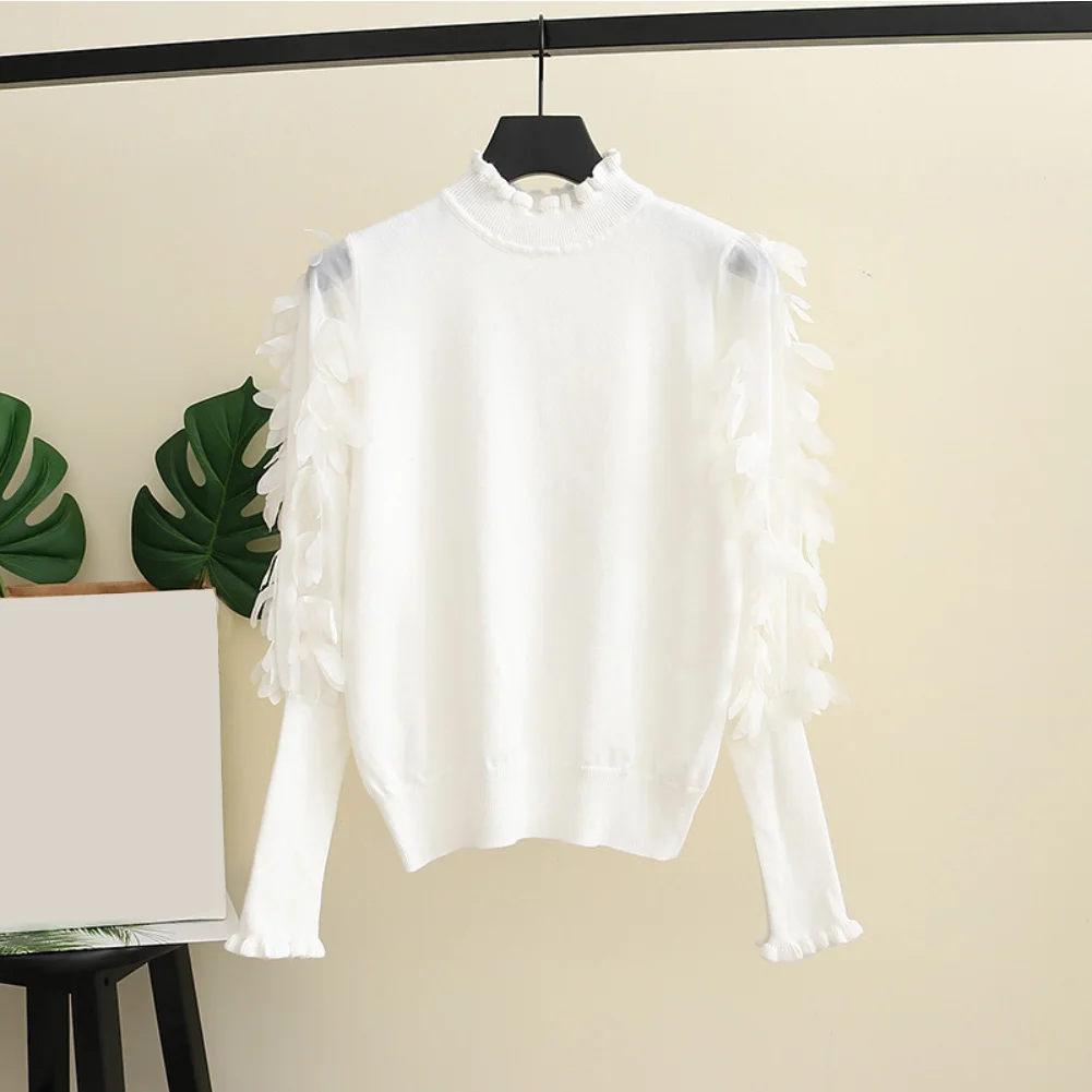Women Solid Color Ruffled Mock Neck Long Petal Puff Sleeve Knit Pullover Sweater autumn knitted tops
Women Solid Color Ruffled Mock Neck Long Petal Puff Sleeve Knit Pullover Sweater autumn knitted tops