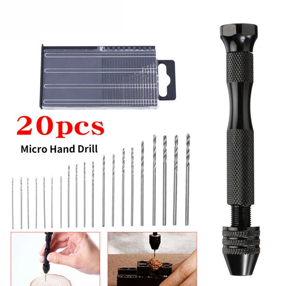 Mini Micro Aluminum 0.3-1.6mm Hand Drill With Keyless Chuck Rotary Tools Wood Drilling + HSS Twist Drill Bits Set Manual
Mini Micro Aluminum 0.3-1.6mm Hand Drill With Keyless Chuck Rotary Tools Wood Drilling + HSS Twist Drill Bits Set Manual