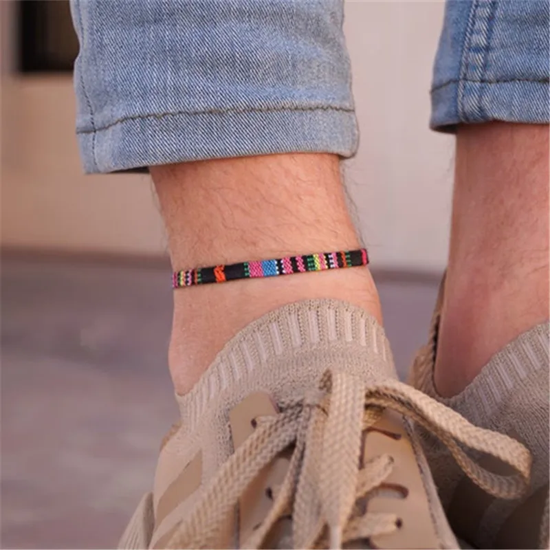 

HI MAN Bohemian Fashion Color Handmade Rope Anklet Men Women Personality All-match Anniversary Gift Jewelry