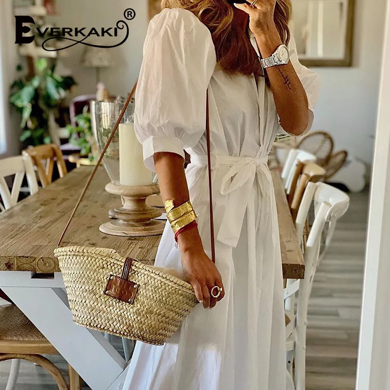 Everkaki Boho Long Dresses Women with Belt Pockets Summer Beach Pure Loose Elegant Maxi Dress Oversize Shirt Dress Female 2021
Everkaki Boho Long Dresses Women with Belt Pockets Summer Beach Pure Loose Elegant Maxi Dress Oversize Shirt Dress Female 2021