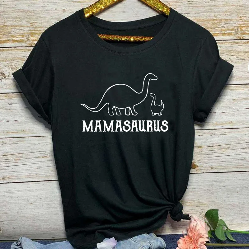 Футболка с рисунком Mamasaurus Dinasour хлопковая Повседневная забавная женская рубашка
