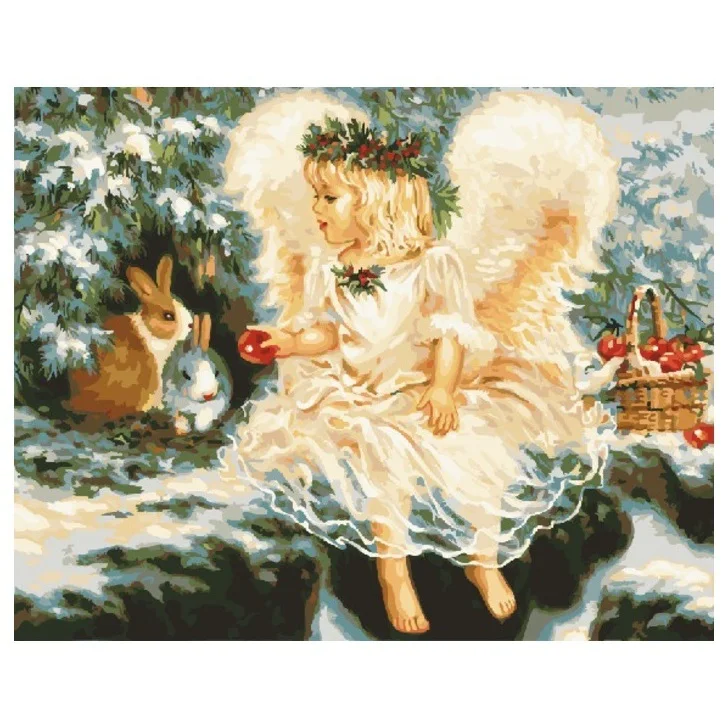 Фото Картина по номерамGX 22628 (GX 22274) Рождественский ангел 40x50 см | Дом и сад