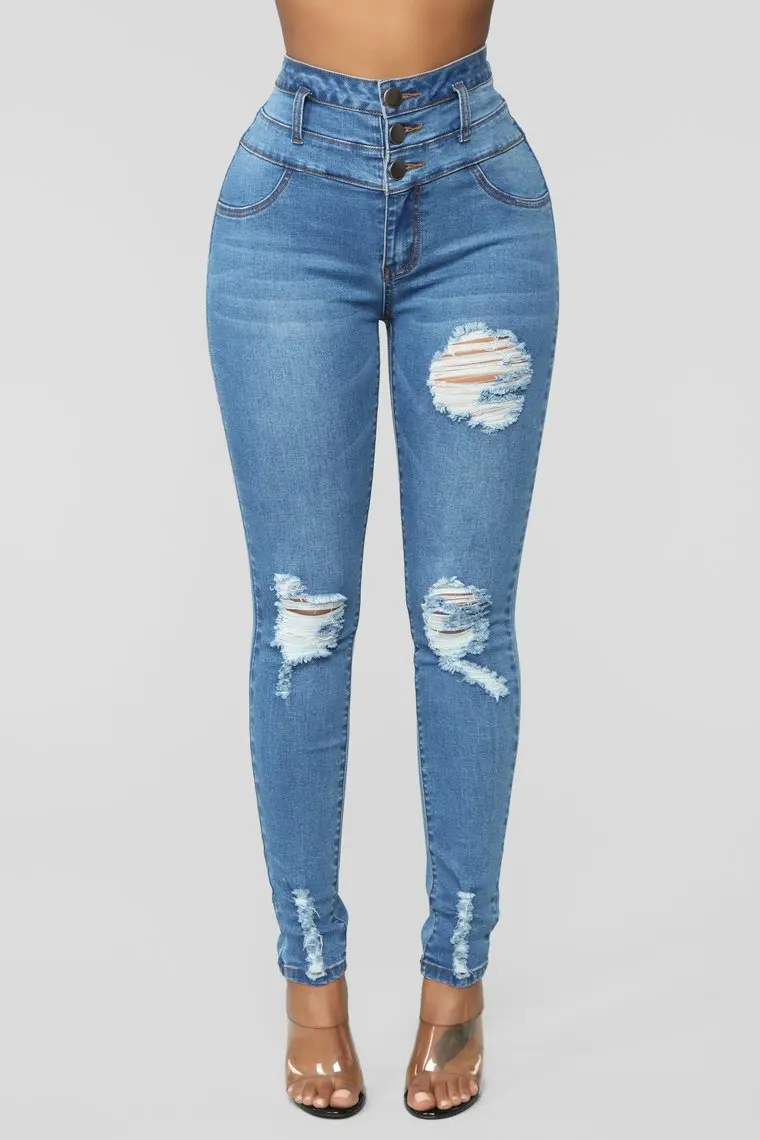 New Trendy Women Skinny Ripped Jeans Casual High Waist Slim Fit Light Color Distressed Denim Pants with Holes
New Trendy Women Skinny Ripped Jeans Casual High Waist Slim Fit Light Color Distressed Denim Pants with Holes